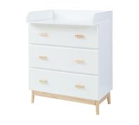 Cómoda sarievn con cambiador extraíble 3 cajones 100x80x53cm - blanco [en.casa]