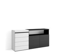 Skraut Home, Cómoda, cajonera de cuatro cajones, Mueble Auxiliar, 157x35x75cm, Con almacenamiento, Estilo Moderno, Varios colores disponibles Black & White