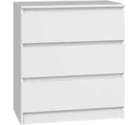 Cómoda VBChome con 3 cajones, 70 x 40 x 77 cm, color blanco mate. Cómoda con cajones sin tiradores, mueble multiusos para pasillo, dormitorio, salón, habitación infantil, diseño moderno, color blanco 