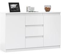 Cómoda VBChome con 3 cajones y 2 puertas, de 120 x 35 x 75 cm, color blanco. Cómoda con cajones sin tiradores, ideal para pasillos, dormitorios, salones o habitaciones infantiles. Es un mueble multius