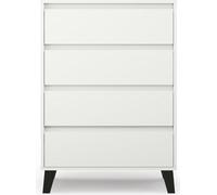 Cómoda VBChome con 4 cajones, 70 x 39 x 99 cm, color blanco. Cómoda con cajones sin tiradores, mueble multiusos para pasillo, dormitorio, salón, habitación infantil. Diseño moderno