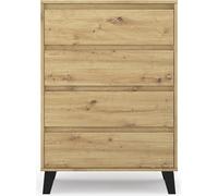 Cómoda VBChome con 4 cajones, 70 x 39 x 99 cm. Cómoda con cajones sin tiradores, estilo "Artisan". Mueble multiusos para pasillo, dormitorio, salón o habitación infantil. Diseño moderno
