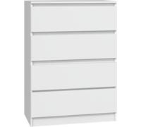 Cómoda VBChome con 4 cajones, 70 x 40 x 97 cm, color blanco. Cómoda con cajones sin tiradores, mueble multiusos para pasillo, dormitorio, salón, habitación infantil. Diseño moderno, color blanco