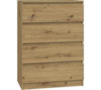Cómoda VBChome con 4 cajones, 70 x 40 x 97 cm. Estilo roble "Artisan". Cómoda sin tiradores, ideal para pasillos, dormitorios, salones o habitaciones infantiles. Diseño moderno en roble "Artisan"