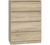 Cómoda VBChome con 4 cajones, 70 x 40 x 97 cm. Estilo roble Sonoma. Cómoda con cajones sin tiradores. Mueble multiusos para pasillo, dormitorio, salón o habitación infantil. Diseño moderno en roble So
