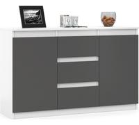 Cómoda VBChome de 120 x 35 x 75 cm con cajones y 2 puertas, color blanco. Cómoda con cajones sin tiradores, ideal para recibidores, dormitorios y otros espacios