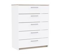 Miroytengo Cómoda Watson de Dormitorio con 5 Cajones Estilo Moderno en Color Blanco Mate y Roble Kronberg 80x103x41 cm
