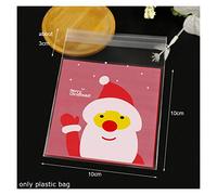 Cómodo 100 piezas Feliz Navidad autoadhesivo plástico sello bolsas galletas dulces Santa Claus muñeco de nieve bolsas de regalo plástico 10x10+3 cm accesorio (color: Santa Beckoning)