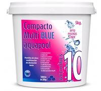 Compacto 10 ACCIONES AQUAPOOL (200 GR) - Pastillas de Cloro multifunción - Disolución Lenta - Apto Piscinas Liner (5 KG)