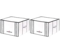 Compactor - Caja almacenaje al vacío ropa, edredones, nórdicos, almohadas. Talla M. Organizador armario con bolsa al vacío ropa integrada, compresión con aspiradora. Ahorra espacio. Blanco