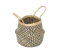 Compactor Cesta Belly, Negro, Mediana, 27x27x26 cm, Tejida a Mano en Vietnam