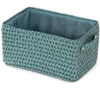 Compactor Cesta de Almacenamiento con Asas. Gama Lilou. Material: Polipropileno Tejido y cartón. Dim. 23 x 15 x 12 cm. Color Verde. RAN9699