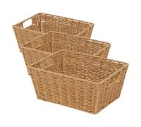 Compactor - Cesta de almacenamiento de madera natural, tamaño M, 31 x 24 x 14 cm, colección Etna (Paquete de 3)