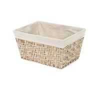 Compactor - Cesta de almacenamiento rectangular de junco con forro de tejido - Tamaño M 38,5 x 28,5 x 20,5 cm - Color natural - FIESTA