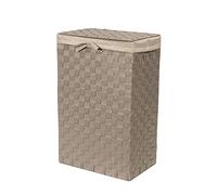 Compactor Cesto Rectangular para la Colada con Tapa, con Asas, Correas Trenzadas y Estructura metálica, Funda Interior de Lino extraíble, Topo, 25 x 38 x H. 60 cm, RAN6895