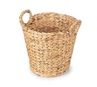 Compactor Cesto redondo Caracas, fabricado en jacinto de agua y tejido a mano, diámetro 34 x 29 cm, marrón natural, RAN10872