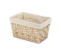 Compactor FIESTA - Cesta Rectangular con Forro de Algodón Lavable y Marco Metálico, 28,5x18,5x16,5 cm, Color Natural
