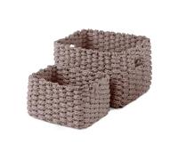 Compactor Home Storage Set 2 cestas rectangulares con Asas, Color Gris, Fabricadas en Papel Trenzado, Tamaño: 21 x 16 x 13.5/17 x 14 x 9.5 cm, RAN7420