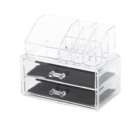 Compactor Organizador de cosméticos y joyería con 2 cajones. y varios compartimentos, Fabricado en poliestireno, Tamaño 18.8 x 11.7 x 15.8 cm, Transparente, RAN5048