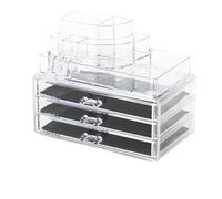 Compactor Organizador de cosméticos y joyería con 3 cajones y múltiples Compartimentos, Transparente, Fabricado en poliestireno, 24 x 15 x 18.7 cm, RAN5055
