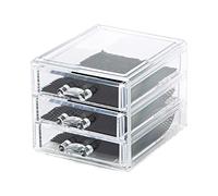 Compactor Organizador de Joyas con 3 cajones. Color Transparente. Fabricado en poliestireno. Tamaño: 12.3 x 15 x 10.7 cm. RAN6045