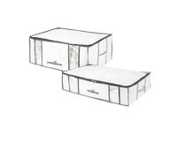 Compactor Set de 2 Bolsas de Almacenamiento al vacío, Semi-rígidas, Transparente, L-145 litros y XXL-210 litros, Blanco con Ribete Gris, 2 Bolsas de compresión a Mano, con aspiradora pequeño, RAN7678