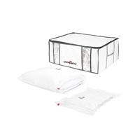 Compactor Set de 3 Cajas de Vacío Semi-Rígidos 3D PROMOCIÓN XXL + 2 Bolsas 38x68cm - Blanco/Transparente