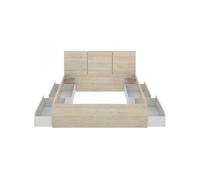 Composición de dormitorio havana cabecero con canapé 4 cajones blanco/natural 96x160x205,4 cm
