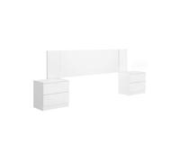 Composición de dormitorio Len cabecero con mesitas de noche blanco 96x200,2x34,2 cm White