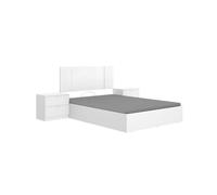 Composición de dormitorio pack flow cabecero con mesitas y canapé blanco 96x240,8x190 cm