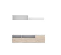 Composición de salón bay mueble bajo + módulo superior blanco/natural 180 cm
