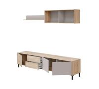 Composición de salón myra mueble de tv y módulo superior blanco/gris 200 cm