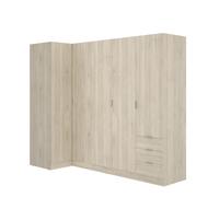 Composición Rincón Essen 3 Natural - Armario Esquinero Modular 184x213x90 cm Armario para dormitorio - Fabricado en España - Melamina Alta calidad - Somnia Descanso