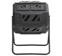 Compostador giratorio doble dormitorio 160L negro 73x64x95 cm | Rotación 360°, ventilación óptima, tambor térmico, dos compartimentos, descomposición acelerada