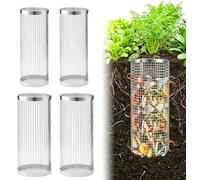 Compostador Jardin Set de 4, Compostador Enterrado 2 Tamaños (Ø10/9cm) para Huerto Jardinera y Parterre, Contenedor de Residuos Orgánicos Abono Natural Ecológico para Plantas y Cuidado del Jardín