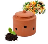 Compostador para lombrices, enterrable, de 3 litros, ideal para residuos de cocina, con tapa. Compostador de arcilla o terracota para jardín y huerto