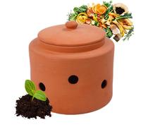 Compostador para lombrices, enterrable, de 5 litros, ideal para residuos de cocina, con tapa. Compostador de arcilla o terracota para jardín y huerto