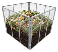 Compostador Relaxdays de metal, compostador para jardín, dimensiones: 80 x 100 x 100 cm, capacidad: 800 litros, compostador para hojas, estructura de rejilla, acero, color gris