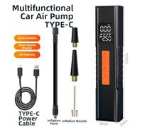 Compresor Aire para portátil con Pantalla Digital - Inflador para ruedas Coche Inalámbrico 80W Parada Auto para Moto Bici(Black-Orange)
