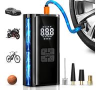 Compresor Aire Portátil, Inflador Ruedas Coche, 150PSI 12V 6000mAh Mini Compresor de Aire con Luz LED, Hinchador Ruedas Coche para Bicicleta, Coche, Moto, Vcooter, Balones