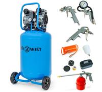 Compresor de aceite de 50 litros, marca HEXWELT, 1500W, 8 bar, 250 l/min, kit mático 5 en 1, de doble pistón
