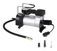 Compresor de Aire Portátil 12V DC con Presión Máxima 150 PSI, Manómetro Integrado, Caudal 35 L/min, Manguera de Aire 1,5 m, 3 Adaptadores Incluidos, Interruptor Incorporado, Ideal para Coche,