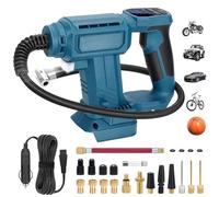 Compresor de Aire Portátil 18V Compatible con Batería Makita, 150PSI Bomba de Aire Eléctrica Inalámbrica con Pantalla LCD y Luz LED para Coche, Moto, Bicicleta y Balones (Sin Batería)
