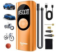 Compresor de aire portátil con apagado automático y luz LED, bomba de aire inalámbrica de 150 PSI con medidor de presión digital, bomba eléctrica de inflado rápido de 20 segundos para coche