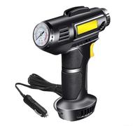 Compresor de aire portátil de 120 W con 40 l/min para neumáticos de coche | Bomba de neumáticos eléctrica con luz LED, función de parada automática y válvula de metal, color negro