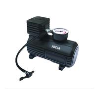 Compresor de aire portátil Jocca 300PSI 12VDC. Hinchador compacto para coche, bicicleta, balones y más con manguera de goma y adaptadores, manómetro de presión, cable de 3m, conector para mechero.