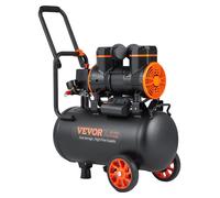 Compresor de aire silencioso VEVOR, 2800 U/min, compresor de baja sonoridad, 70 dB, compresor sin aceite con 2 ruedas, depósito de 24 litros, presión de 6-8 bar, 1450 W (2 CV), 3,5 MPa. Ideal para rep