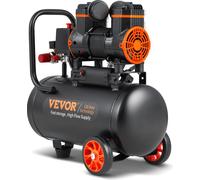 Compresor de aire silencioso VEVOR, 2800 U/min, compresor de baja sonoridad, 70 dB, compresor sin aceite con ruedas, depósito de 18 litros, presión de 6-8 bar, 900 W (1,2 CV), 3,5 MPa. Ideal para repa
