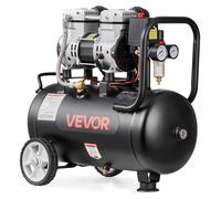 Compresor de aire VEVOR de 1,1 kW, compresor sin aceite con depósito de 24 litros, compresor silencioso con una capacidad de 68 litros/min a 6,2 bar y una presión máxima de 8 bar. Compresor de aire po