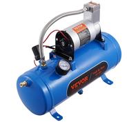 Compresor de aire VEVOR de 12 V con depósito de 6 L, kit de compresor de aire para bocina de aire, presión de trabajo de 90-120 psi, sistema de compresor de aire integrado para bocina de aire, inflado